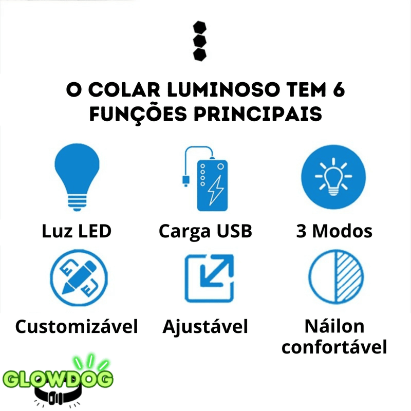 Coleira de Led Recarregável GlowDog©